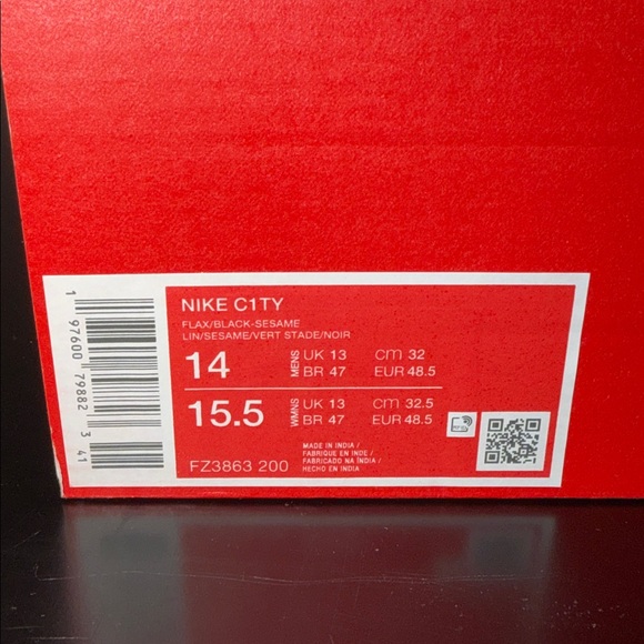 NIKE CITY FLAX BLACK SESAME FZ3863-200 Men’s Size 14 - Picture 6 of 6